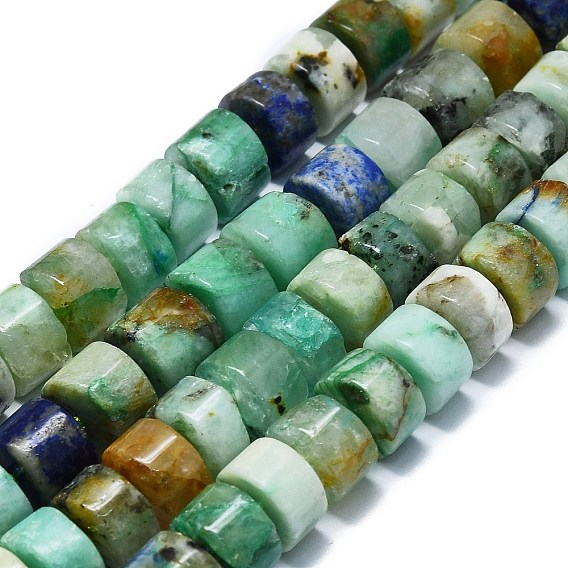 Fil de perles naturelles de chrysocolle et de lapis-lazuli, avec des perles de rocaille, colonne