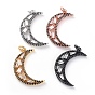 Brass Micro Pave Cubic Zirconia Pendants, with Jump Rings, Moon