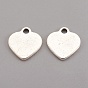 Alloy Stamping Blank Tag Charms Pendants, Cadmium Free & Lead Free, Heart, 16x14x2mm, Hole: 2mm