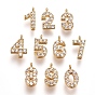 Brass Micro Pave Clear Cubic Zirconia Charms, Number