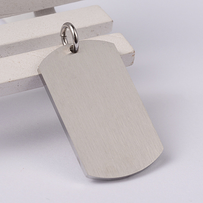 Rectangle with Paw Print 304 Stainless Steel Pendants, Rectangle, 35x21x2mm, Hole: 5mm