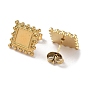 304 Stainless Steel Stud Earring Settings, Square Ear Studs with Granulated Edge