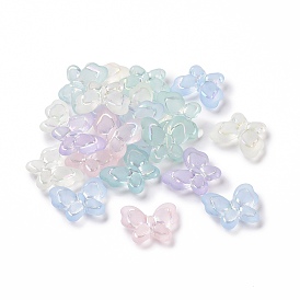 Perles acryliques transparents dépoli, de couleur plaquée ab , papillon