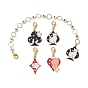 5Pcs Cat & Playing Card Alloy Enamel Knitting Row Counter Chains & Locking Stitch Markers Kits
