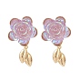 Серьги-гвоздики с розой жизни спереди и сзади, золотые латунные украшения для женщин