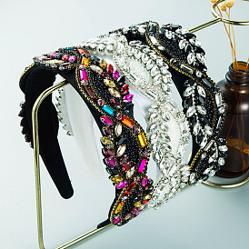 Красочная повязка на голову со стразами в стиле барокко для женской модной уличной фотографии