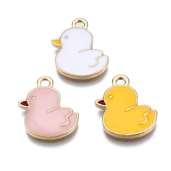 Alloy Pendants, with Enamel, Cadmium Free & Lead Free, Light Gold, Chick