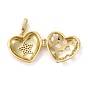 Brass Micro Pave Clear Cubic Zirconia Diffuser Locket Pendants, Long-Lasting Plated, Lead Free & Cadmium Free, Heart with Star