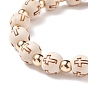 Bracelet extensible en perles de bois et hématite synthétique avec breloques croix en laiton, bijoux religieux pour femmes