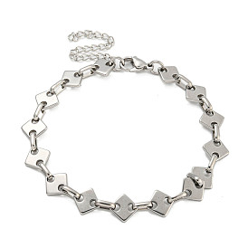 304 Stainless Steel Rhombus Link Chains Bracelets for Men & Women