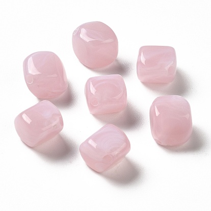 Transparent Acrylic Beads, Two Tone, Cube