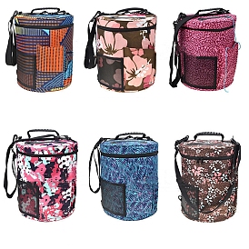 Oxford Zipper Knitting Bucket Bag with Handle, Yarn Storage Organizer, Crochet Hooks & Knitting Needles Bag