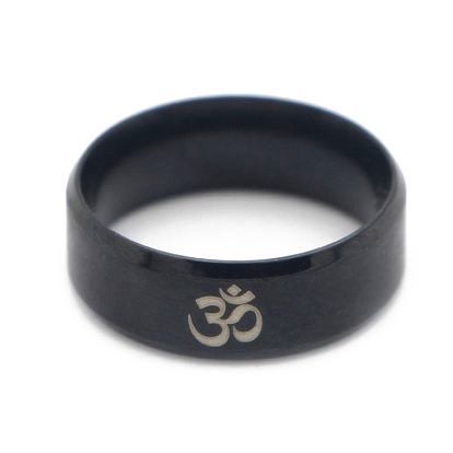 Ohm/Aum Yoga Theme Stainless Steel Plain Band Ring for Women