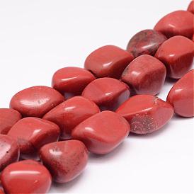 Hebras de perlas de jaspe natural de color rojo, piedra caída, pepitas