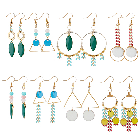 SUNNYCLUE DIY Dangle Earring Making Kits, Including Brass Handmade Chains & Pendants & Linking Rings & Earring Hooks & Jump Rings & Pins, Iron Spacer Beads and Glass Beads