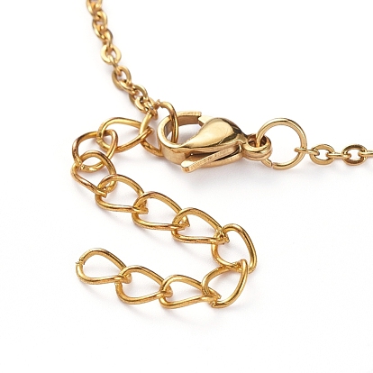 Chakra bijoux, 304 colliers de chaîne d'acier inoxydable, avec des pendentifs en alliage, perles de pierres précieuses et rallonge de chaîne en fer, étoiles