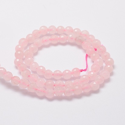 Brins de perles de quartz rose naturel rondes à facettes