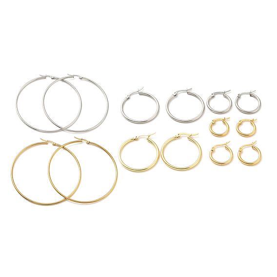 201 Stainless Steel Hoop Earrings for Women, with 304 Stainless Steel Pins