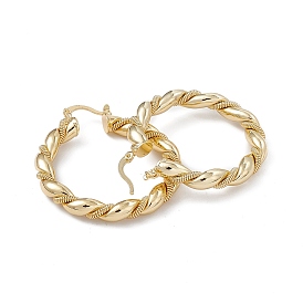 Rack Plating Brass Hoop Earrings for Women, Lead Free & Cadmium Free, Twist Ring