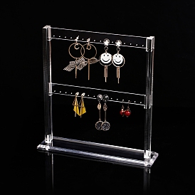 Support de rangement de bijoux en acrylique rectangle, 3 couches avec des vis en fer, support de rangement détachable pour présentoir de boucles d'oreilles pendantes