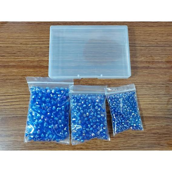 800Pcs 3 Style Electroplate Glass Beads, Opaque Solid Color, AB Color Plated, Faceted, Rondelle