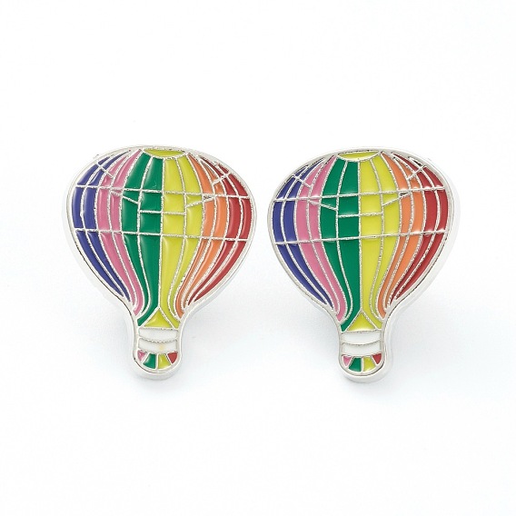 Broches de aleación de orgullo con esmalte, pin de esmalte, con garras de mariposa, globo de aire caliente arcoiris, Platino