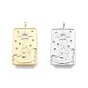 Brass Micro Pave Clear Cubic Zirconia Pendants, Rectangle with Human & Star