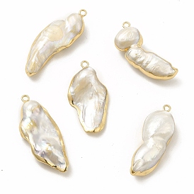 Pendentifs baroques en perles de keshi naturelles, pépites charmes, avec des boucles de cuivre