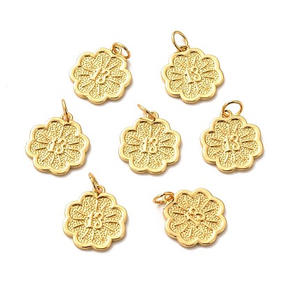 Brass Pendants, Long-Lasting Plated, Flower with Number 13