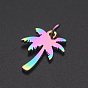 Ion Plating(IP) 201 Stainless Steel Pendants, with Jump Ring, Coconut Tree, Laser Cut