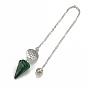 Gemstone Hexagonal Pointed Dowsing Pendulums,with Platinum Plated Platinum Plated Brass Findings, Life of Flower & Cone