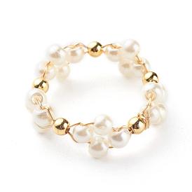Bagues en perles de verre, avec des perles en laiton, anneau