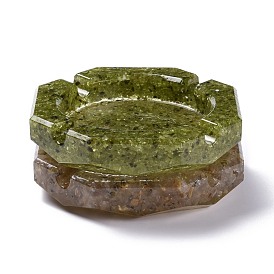 Natural Gemstone Ashtray, with Resin, Home OFFice Tabletop Decoration, Octagon