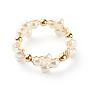 Glass Pearl Beads Finger Rings, with Brass Beads, Ring
