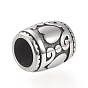 304 Stainless Steel European Beads, Large Hole Beads, Barrel with Heart
