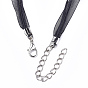 Waxed Cord and Organza Ribbon Necklace Making, with Iron Lobster Claw Clasps, Platinum