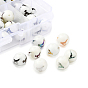 80Pcs 8 Colors Christmas Opaque Glass Beads, Round with Electroplate Deer Pattern