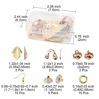 Kit de fabrication de boucles d'oreilles bricolage, y compris les pendentifs pépite et fleur et arc en fer, crochets de boucle d'oreille en laiton et écrous d'oreille
