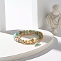 Natural Amazonite & Lava Rock & Synthetic Hematite Round Beads Stretch Bracelets Set, Stone Bracelets, Whale Tail Charm Bracelets for Women