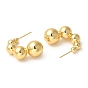 Rack Plating Brass Ear Studs for Women, Lead Free & Cadmium Free, Long-Lasting Plated, Round