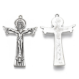 Alliage de style tibétain gros pendentifs, sans cadmium et sans plomb, crucifix croix