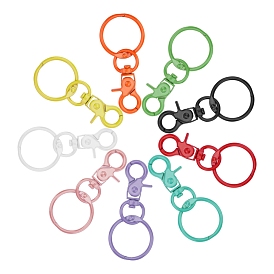 Baking Painted Alloy Swivel Keychain Clasp Findings, with Iron Rings