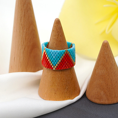 Boho Style Spliced MIYUKI Beads Ring with Ethnic Patterns - Unique and Versatile Accessory