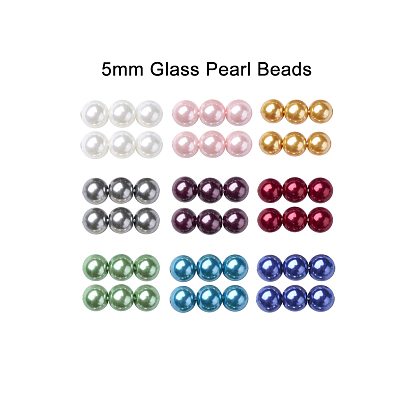 Eco-Friendly Dyed Glass Pearl Beads Strands, Grade A, Round, Cotton Cord Threaded