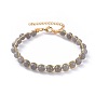 Natural Gemstone Bracelets, with 304 Stainless Steel Findings, Round