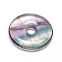 Donut / pi disque naturel fluorite pendentifs, 30x5mm, Trou: 6mm