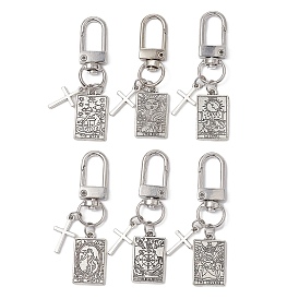 Alloy Tarot Pendants Decorations, with Alloy Swivel Clasps and Cross Charms, Rectangle