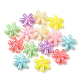 Acrylic Beads, AB Color Plated, Flower