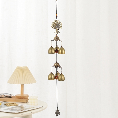 Búho/sol/elefante con campanas de viento de latón estilo mal de ojo, Para decoración colgante de la habitación del hogar.