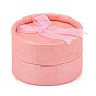 Cardboard Ring Boxes, with Ribbon Bowknot, Flat Round